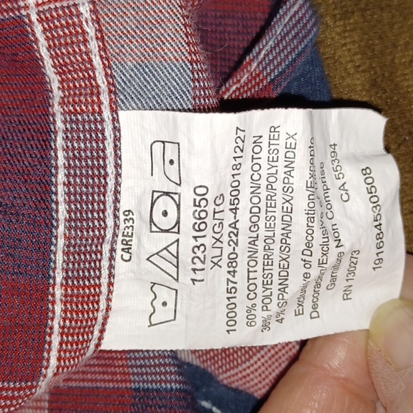 WRANGLER MENS PLAID SHIRT, SHORT SLEEVE, BUTTON UP, TWO FRONT POCKETS. - Picture 7 of 7